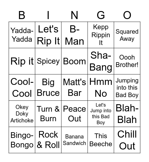 Matt's Bingo Card