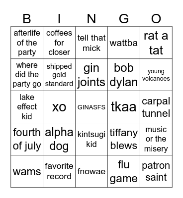 2ourdust BINGO Card