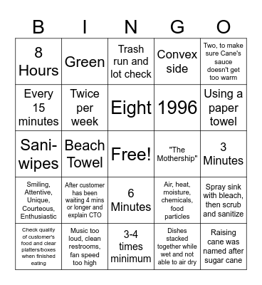 Canes Love Bingo Card