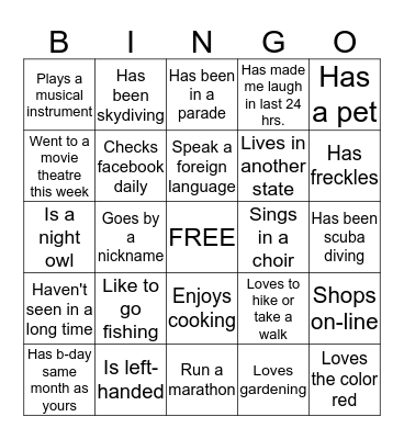 NORDLING FAMILY Bingo Card