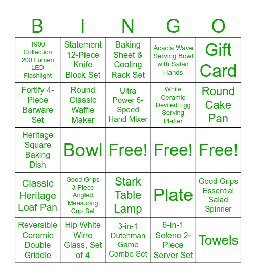 Lauren's Bridal Bingo Card