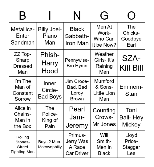 Radio Bingo Dudez-a-Plenty Bingo Card