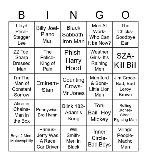 Radio Bingo Dudez-a-Plenty Bingo Card