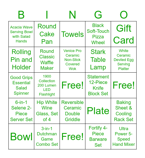 Lauren's Bridal Bingo Card