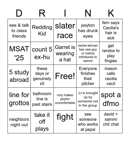 PITCHERS Bingo Card