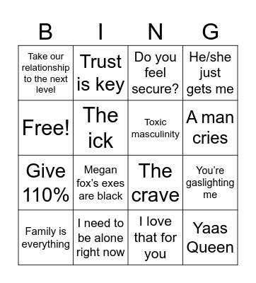 Love is blind Bingo Card