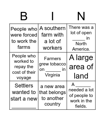 Early United States B Bingo Card