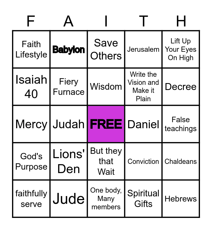 FAITH BINGO Card