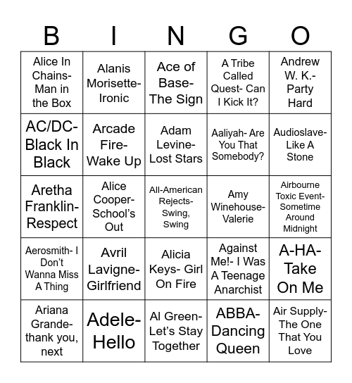 Radio Bingo AAAA Bingo Card