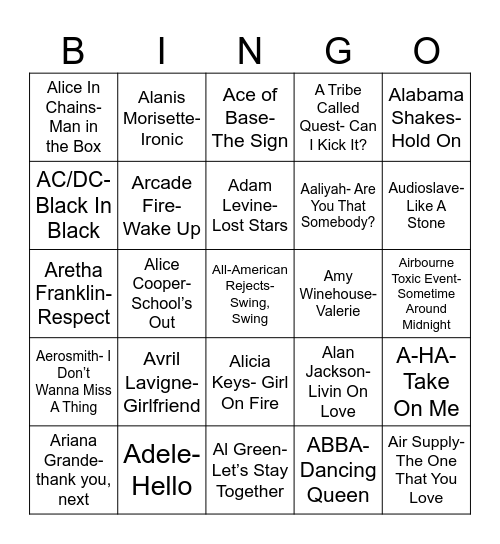 Radio Bingo AAAA Bingo Card