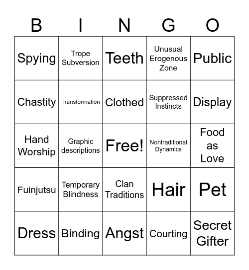 Kingo (Singo?) Bingo Card