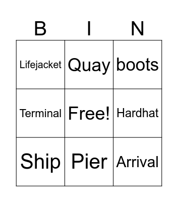 Port Vocabulary Bingo Card