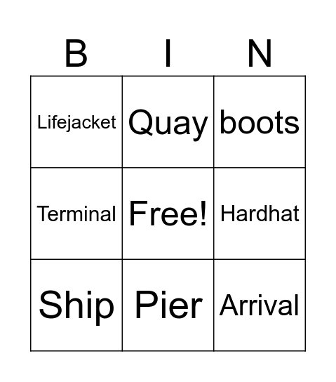 Port Vocabulary Bingo Card