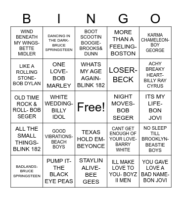 STARTS WITH "B" Bingo Card