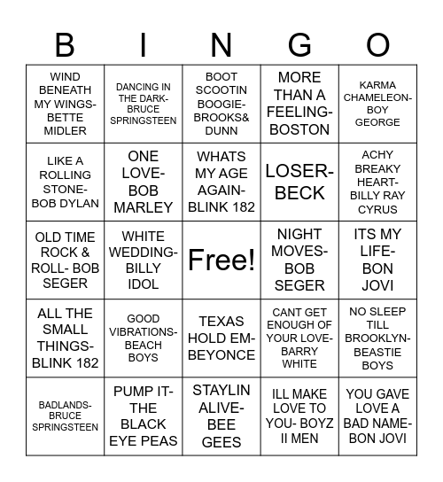 STARTS WITH "B" Bingo Card