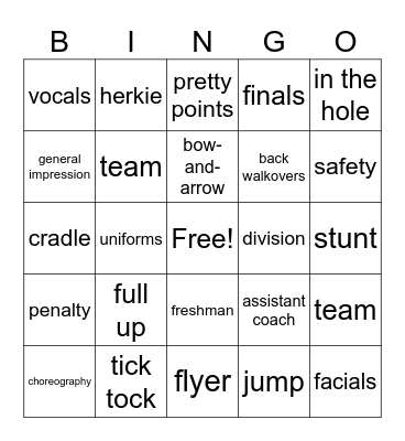 State Finals 2024 Bingo Card