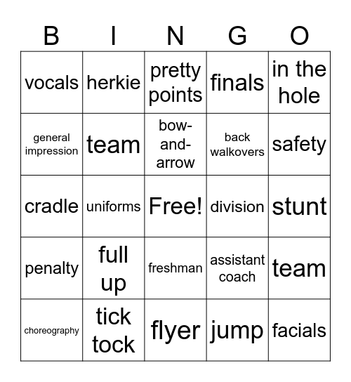 State Finals 2024 Bingo Card