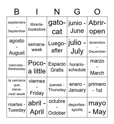 La actividades de Virginia la semana que viene Bingo Card