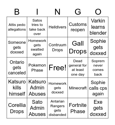 Soprem 4 Months Bingo Card