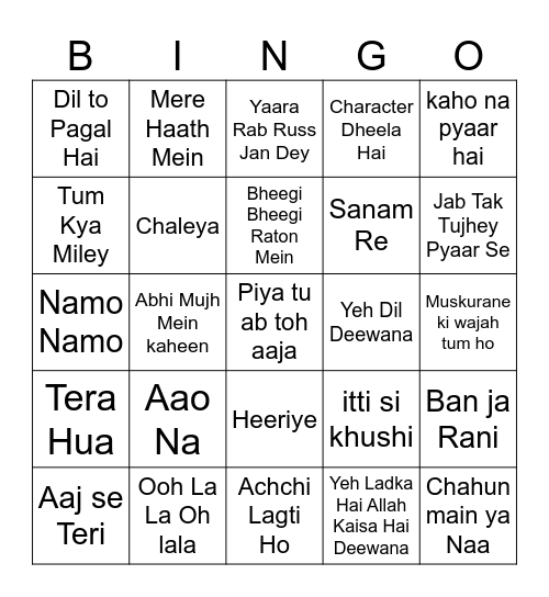 Sood Bingo Card