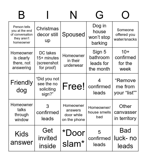 DaBingo! Bingo Card