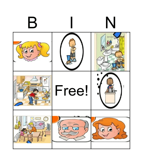 Family-chores-rooms Bingo Card