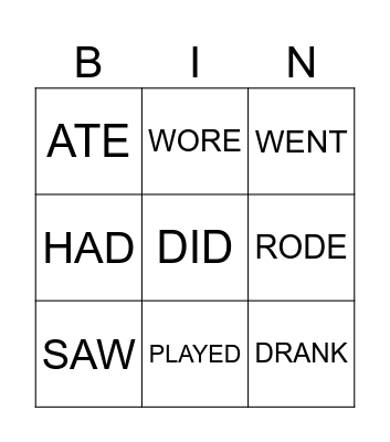 Past Simple irregular verbs GMF 3 Bingo Card