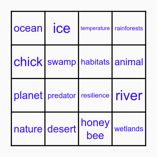 Blue Planet Bingo Card