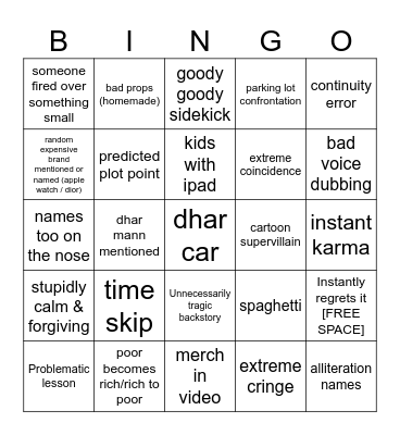 Dhar Mann Bingo (Custom) Bingo Card