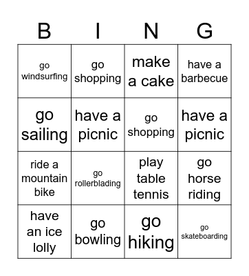 GMF 4 unit 5 vocabulary Bingo Card
