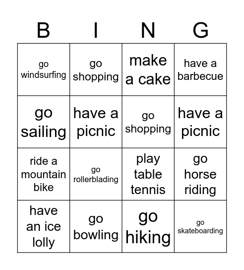 GMF 4 unit 5 vocabulary Bingo Card