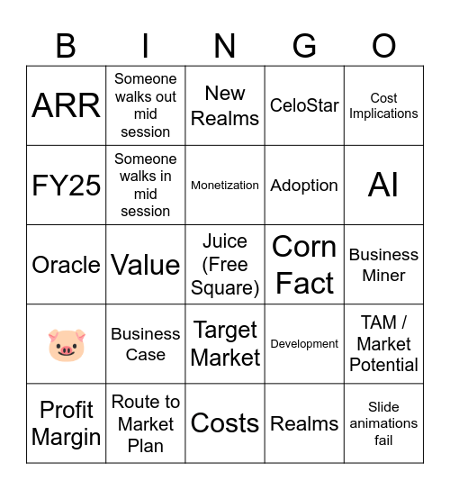 Product Business Planning Bingo Card