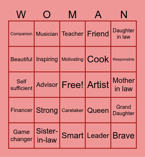 Happy Women's Day Bingo Card