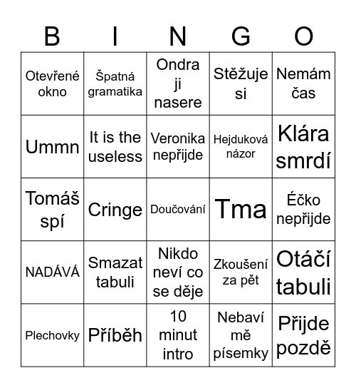 Hejduková Bingo Card