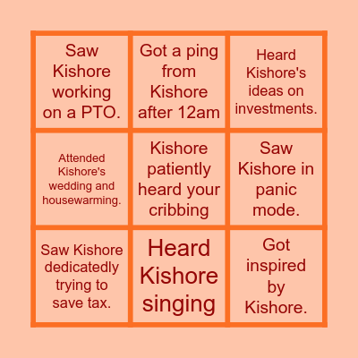 Kishore Bingo Card