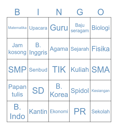 Laskar Bingo Card