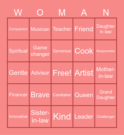 HAPPY WOMEN'S DAY Bingo Card