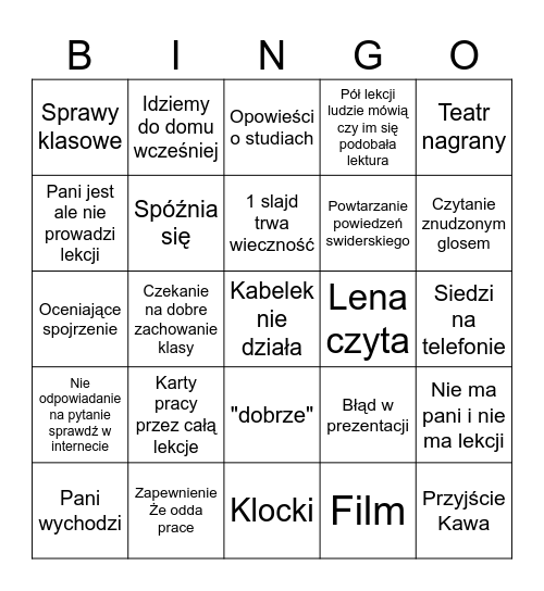 Polski 😝💖🤸 Bingo Card