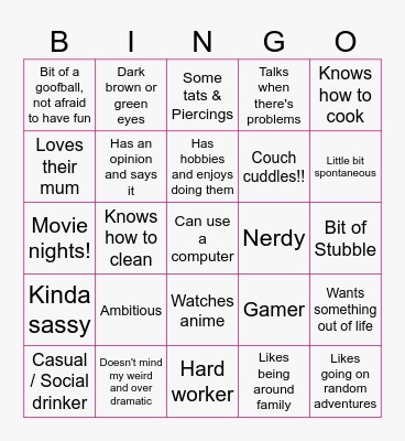 Are you my type? Bingo Card