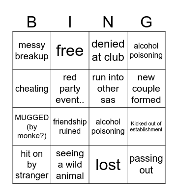 bali bing Bingo Card