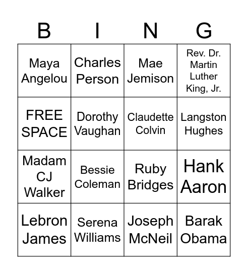 Freedom Fighter BINGO Card