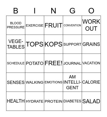 ***TOPS BINGO*** Bingo Card