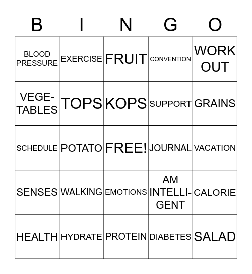 ***TOPS BINGO*** Bingo Card