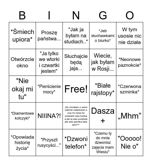 Moniczka Bingo Card