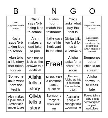 Theory bingo Card