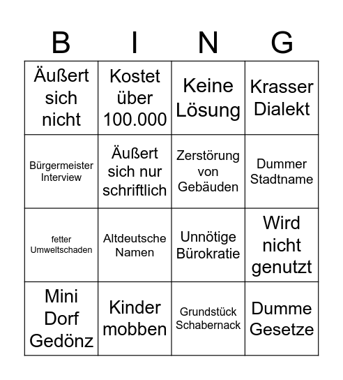 Realer Irrsinn Bingo Card