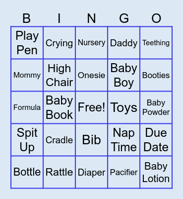Baby Boy Sprinkle Bingo Card