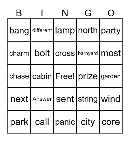 Level 2 Unit 7/8 Bingo Card