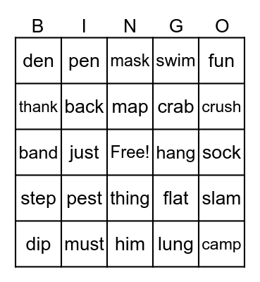 Level 1 Unit 8 Bingo Card