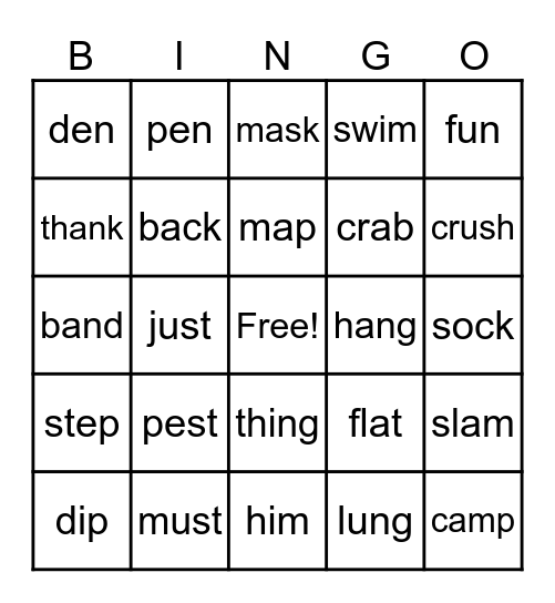 Level 1 Unit 8 Bingo Card